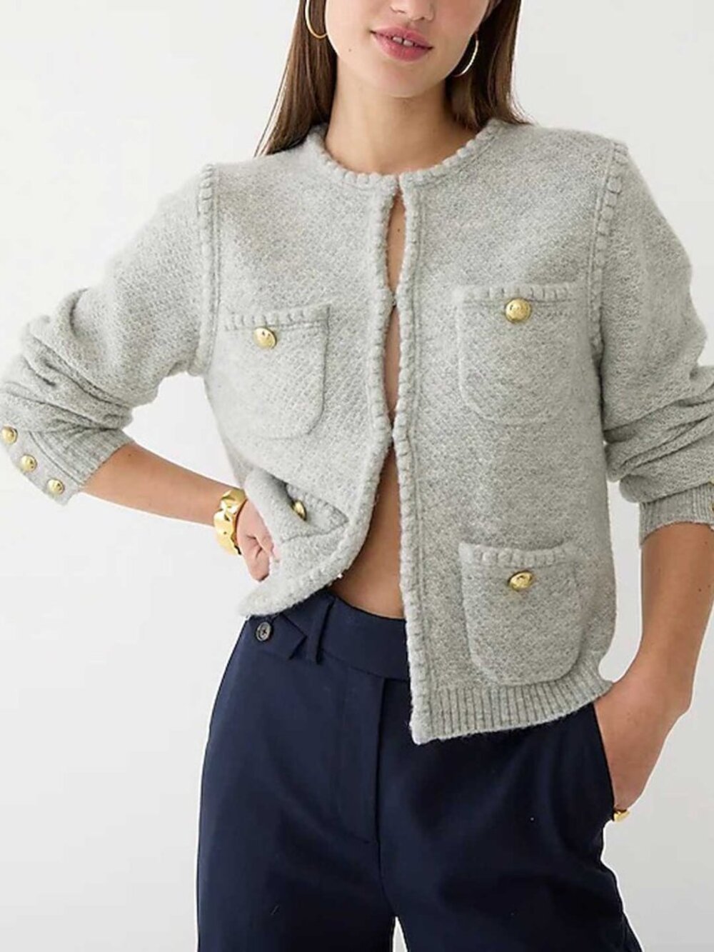 J. Crew Odette Sweater Lady Jacket in Gray Medium
